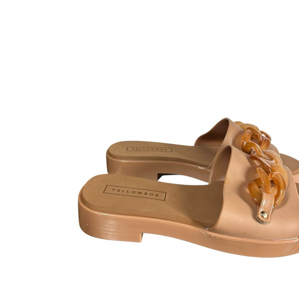 Yellow Box Aulani Jelly Slides Sandals Womens 7 Nude Almond Tan Resin Chain - Picture 7 of 12